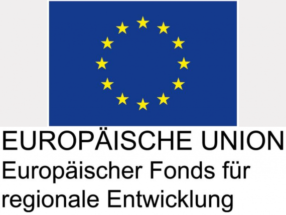 EUropa-Flagge und Untertitel: Europäische Union Europäischer Fonds für regionale Entwicklung.